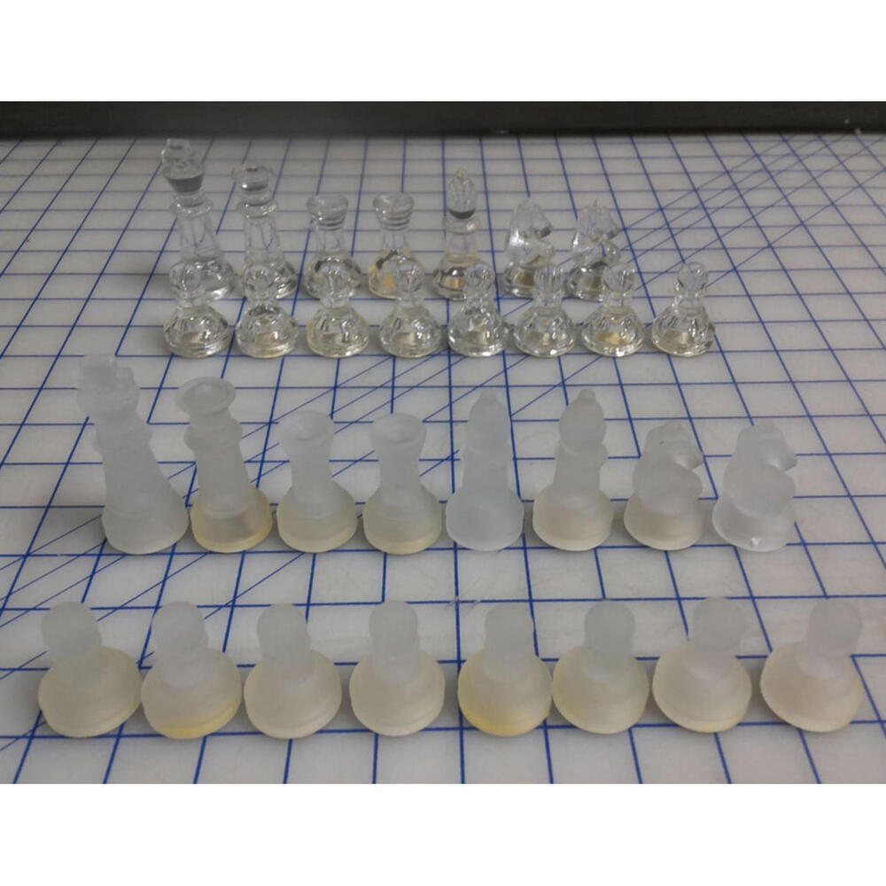 Vintage Glass Chess Pieces Set – 31 Pieces – Missing 1 Bishop